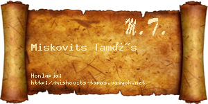 Miskovits Tamás névjegykártya